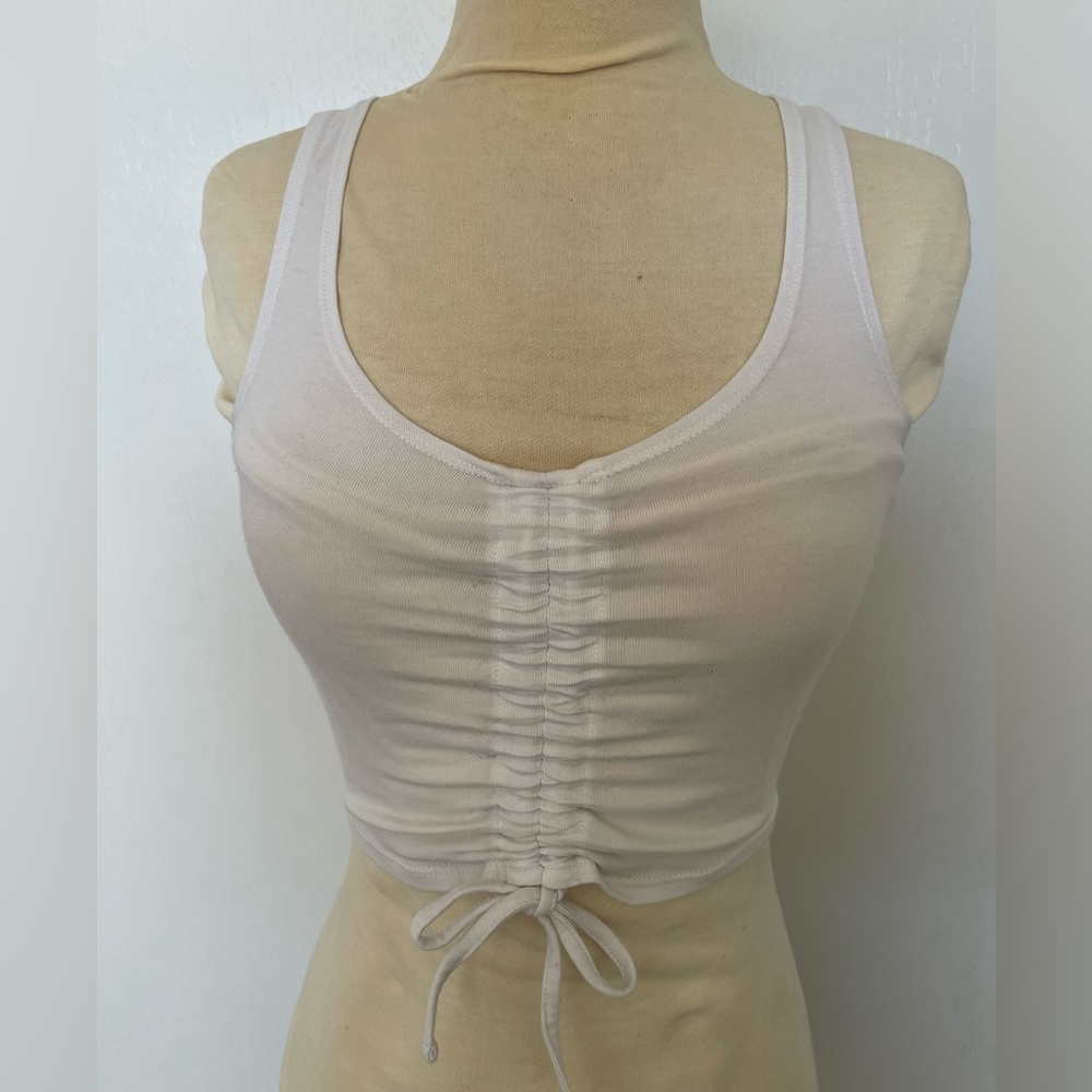 Ruched White Tank Top